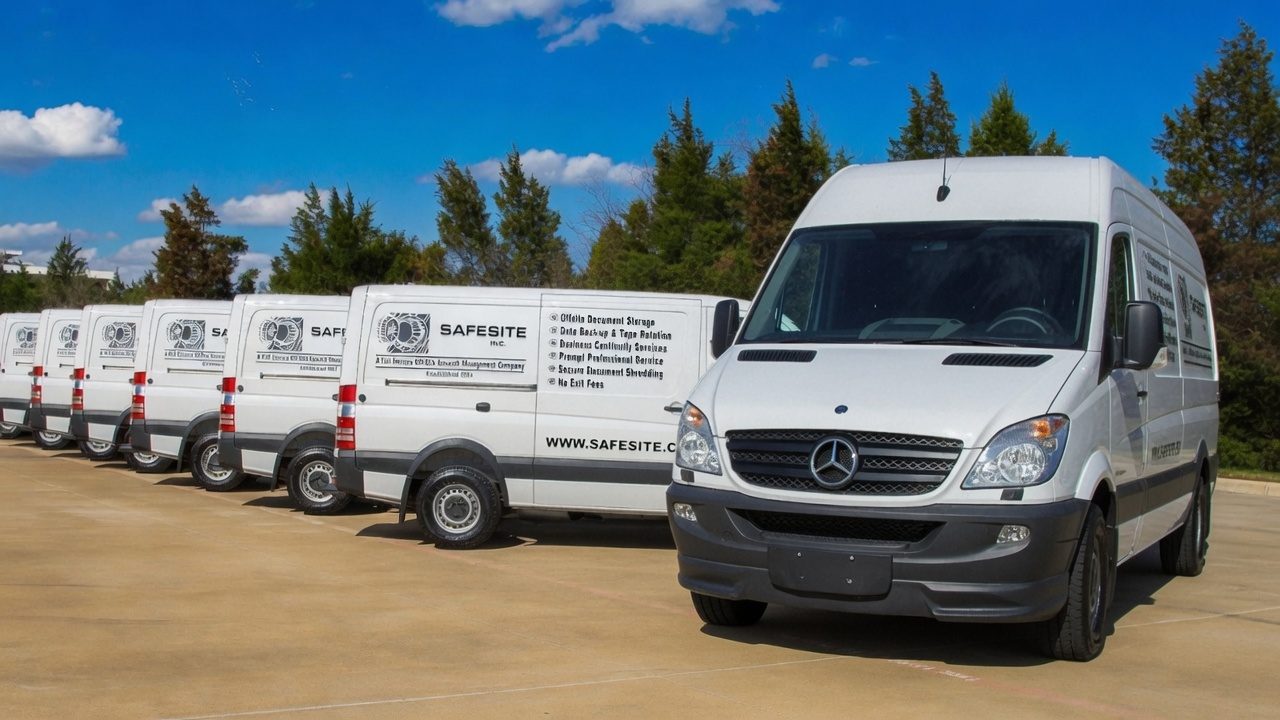 Safesite's fleet of GPS-tracked records delivery vans